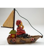 Resin Figurine Fisherman Sailboat Wearing Red Shirt Boat Fish Nautical 7.375" T - $9.74