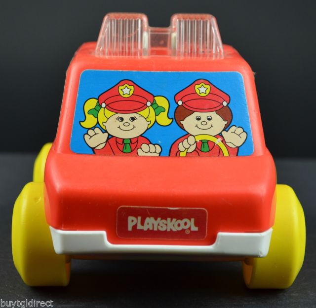 Playskool 1991 Red Police Car With Lights And Sound Plastic Vintage Toy Retro - $19.34