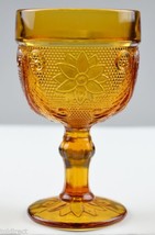 Vintage Tiara Crystal Sandwich Amber Pattern Wine Glass 4.25&quot; Tall Collectible - £7.62 GBP