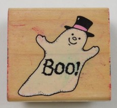 Wood Mounted Rubber Stamp By Hero Arts Boo! Ghost Halloween Scrapbooking - £5.48 GBP