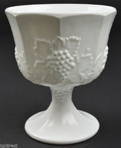 Vintage Indiana Glass Harvest Milk Glass Colony Pattern Compote 6.5&quot; Collectible - £10.64 GBP