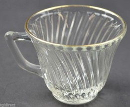 Federal Glass Diana Gold Trim Pattern Flat Cups 2&quot; Tall Collectible Glass - £6.26 GBP