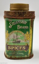 Vintage The Steamship Brand Salt Tin Collectible Advertising Kitchen Decor - £8.59 GBP