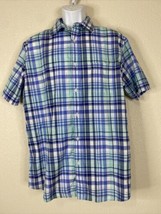 Sonoma Men Size L Blue Plaid Button Up Shirt Short Sleeve Pocket - £5.75 GBP