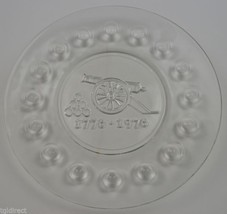 Clear Glass Bicentennial Plate Cannon Pattern 1776 1976 8&quot; Round Collectible - £9.90 GBP