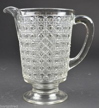 Antique Mckee Glass Company Cane Pattern 44 Oz. Water Pitcher 8.25&quot; Tall Vintage - £34.90 GBP