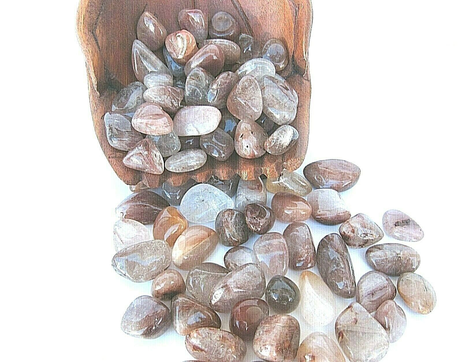 One Red Rutilated Quartz 25mm Tumbled Stones Reiki Healing Crystal Telep... - $1.93