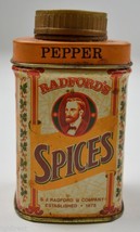 Vintage Radford&#39;s Spices Pepper Tin Collectible Advertising Decor Orange Floral - £8.54 GBP