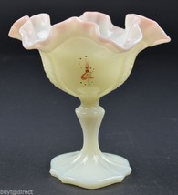 Fenton Art Glass Hand Painted Ruffle Top Compote Signed P. Miller Collectible - £38.65 GBP