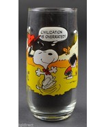 Vintage McDonalds Glass Camp Snoopy Collection Civilization Is Overated Peanuts - $12.59