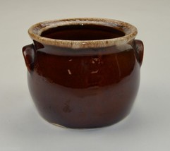 Vintage Hull Pottery Individual Bean Pot Brown Drip Pattern Oven Proof 3&quot; Tall - £11.33 GBP