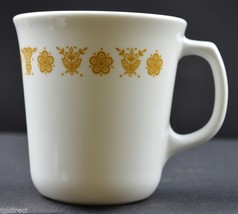 Vintage Corning Glassware Mug Butterfly Gold Pattern 3.5&quot; White Glass Coffee Cup - £3.53 GBP