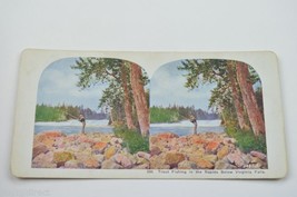 Antique Stereoview Card No. 500 Trout Fishing in The Rapids Below Virginia Falls - £9.84 GBP