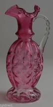 Vintage Cranberry Fluted Glass Pitcher 8.5&quot; Tall Collectible Home Decor Pink - £30.60 GBP