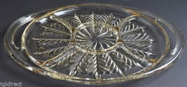 Jeannette Glass Five Part Relish Dish Feather With Gold Accents Pattern Decor - £18.97 GBP
