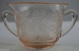 Vintage Macbeth Evans Depression Glass Dogwood Pink Pattern Open Sugar 2.625&quot; - £15.29 GBP