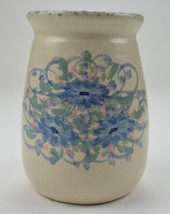 East Texas Pottery Blue Floral Pattern Canister 7.5&quot; Handmade Kitchen Storage - £20.93 GBP