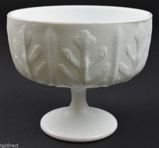 FTD Milk Glass Leaf Pattern Footed Compote Planter 6.5&quot; Wide Vintage 1975 Decor - £9.90 GBP