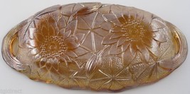Vintage Indiana Glass Relish Dish Lily Pons Amber Carnival 9.5&quot; Long Collectible - £18.54 GBP