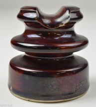 Vintage Locke Hi Top Brown Ceramic Pottery Threaded Insulator Collectible Decor - £11.34 GBP
