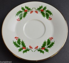 Fine China Of Japan Christmas Holly Pattern Saucer 6&quot; Round ome Decor Holiday - £6.19 GBP