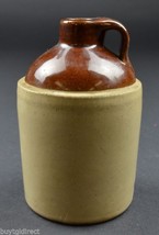 Two Toned Brown USA Marked Handled Crock 6&quot; Tall Country Collectible Home Decor - £19.02 GBP