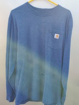 Carhartt Mens Long Sleeve Pocket T-Shirt Med Loose Fit Logo Blue K126 Workwear - £17.90 GBP