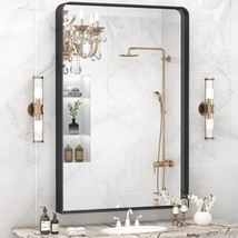 Black Bathroom Mirror for Wall,  24X36 Inch Rectangluar Black Metal Framed 149 - £63.19 GBP