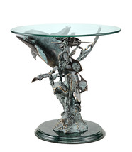 Metal and Glass Dolphin Seaworld End Table - £2,189.64 GBP