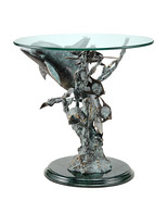 Metal and Glass Dolphin Seaworld End Table - £2,175.84 GBP