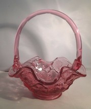 Fenton Art Glass Embossed Water Lily Dusty Rose Pink Basket - $69.50