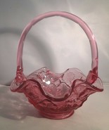 Fenton Art Glass Embossed Water Lily Dusty Rose Pink Basket - £55.39 GBP