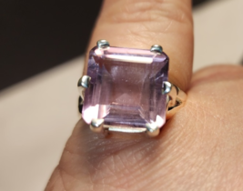 Huge Natural Amethyst Ring,  size 8, Sterling Silver (#R218-7) - £93.48 GBP