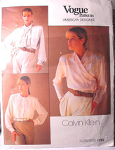 Vogue 1792 Three Blouses sz 12 ONLY by Calvin Klein - $6.99