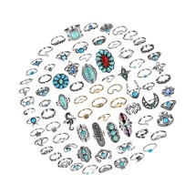 Pcs Vintage Turquoise Rings Set Women Western Rings Oval - $69.35