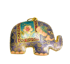 Vintage Estate Cloissone Enamel Gold Tone Purple Trunk Up Elephant Pendant - £30.72 GBP