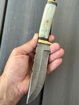 10” Bowie Knife Forged Damascus Fixed Blade Hunting Tactical Camel Bone ... - $27.72