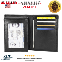 Father's Day, Mens Black Lambskin Leather Classic Organizer ID Wallet - $12.30