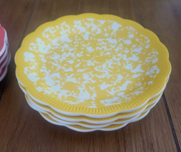 The Pioneer Woman Country Splatter Yellow Appetizer Plate Set/4 Melamine NWT - £12.78 GBP