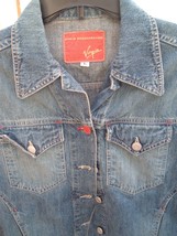 Vtg Jean Jacket Denim Degeneration by Virgin L cropped Boho grunge weste... - $69.29