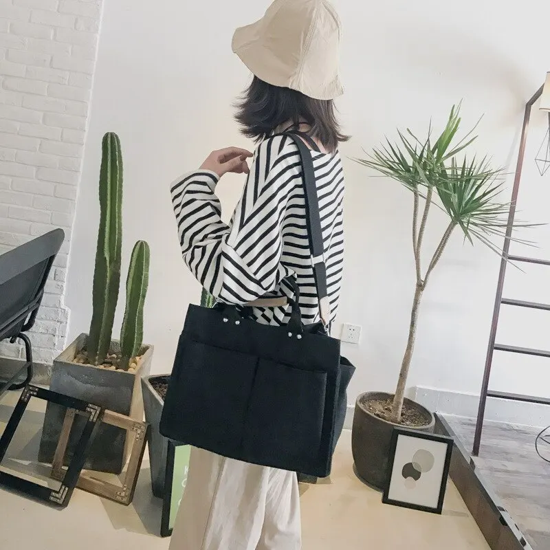  canvas large capacity shopping female crossbody schoolbags solid shoulder shopper bags thumb200