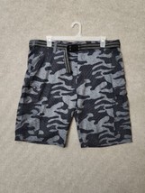 Iron Co Hybrid Cargo Shorts Mens 40 Camo Gray Belted Performance Stretch... - $21.65
