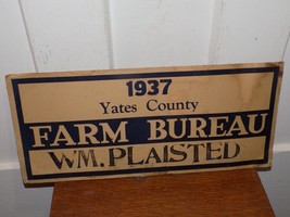 Vintage 1937 Yates County (NY) Farm Bureau Cardboard Sign - $44.55