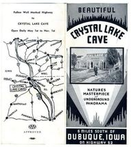 Crystal Lake Cave Brochure Dubuque Iowa 1950's - $14.83