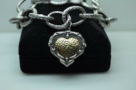 Israel by B Sterling Silver 14K Gold Burning Bush Heart Charm Bracelet (8.5&quot;) - £148.68 GBP