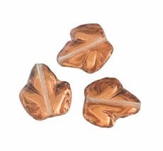 10 Half Golden Copper Preciosa Czech Glass 16mm Maple Leaf Beads Leaves - $3.99