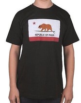 Team Phun Republic Of Phun California Bear Surfing Black Tee Short Sleeve Shirt - £12.08 GBP