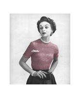 1950s Lace Stripe High Neck Blouse Sweater - Knit pattern (PDF 1209) - £2.94 GBP