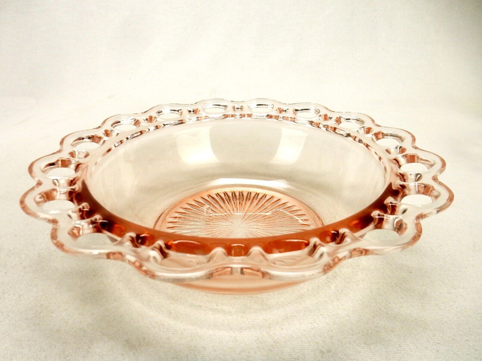 Primary image for Anchor Hocking Serving Bowl, Old Colony Open Lace, Vintage Pink Depression Glass