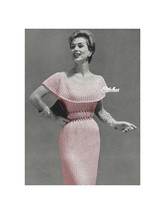 1950s Sheath Dress with Cape Collar Very Fitted - Knit pattern (PDF 3902) - £2.99 GBP